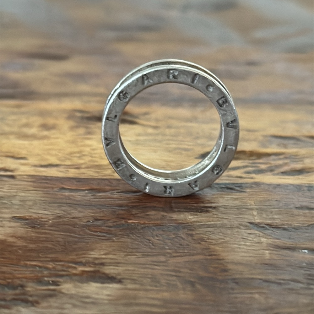 Bvlgari .925 Silver Ring with CZ Accents